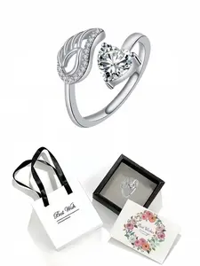 Heart Bond Stylish full-diamond angel wing open ring for women.Comes with an exquisite drawer jewelry box, perfect for birthdays, Mother's Day, Valentine's Day, Christmas and anniversaries.