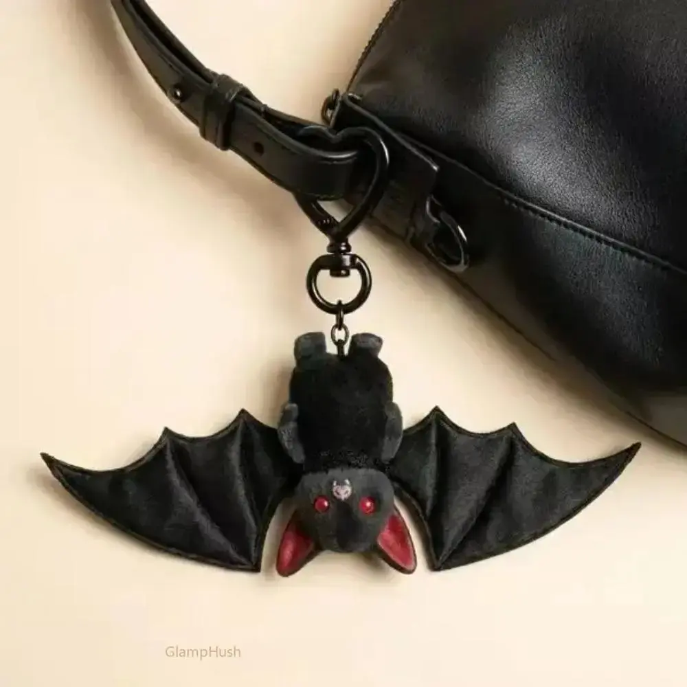2026 Trendy Gothic Y2K Black Bat Shaped Keychain Pendant, Cute Whimsigoth Animal Bag Charm, Durable Backpack Hanging Decor Accessory for Halloween Party Daily Use Gift