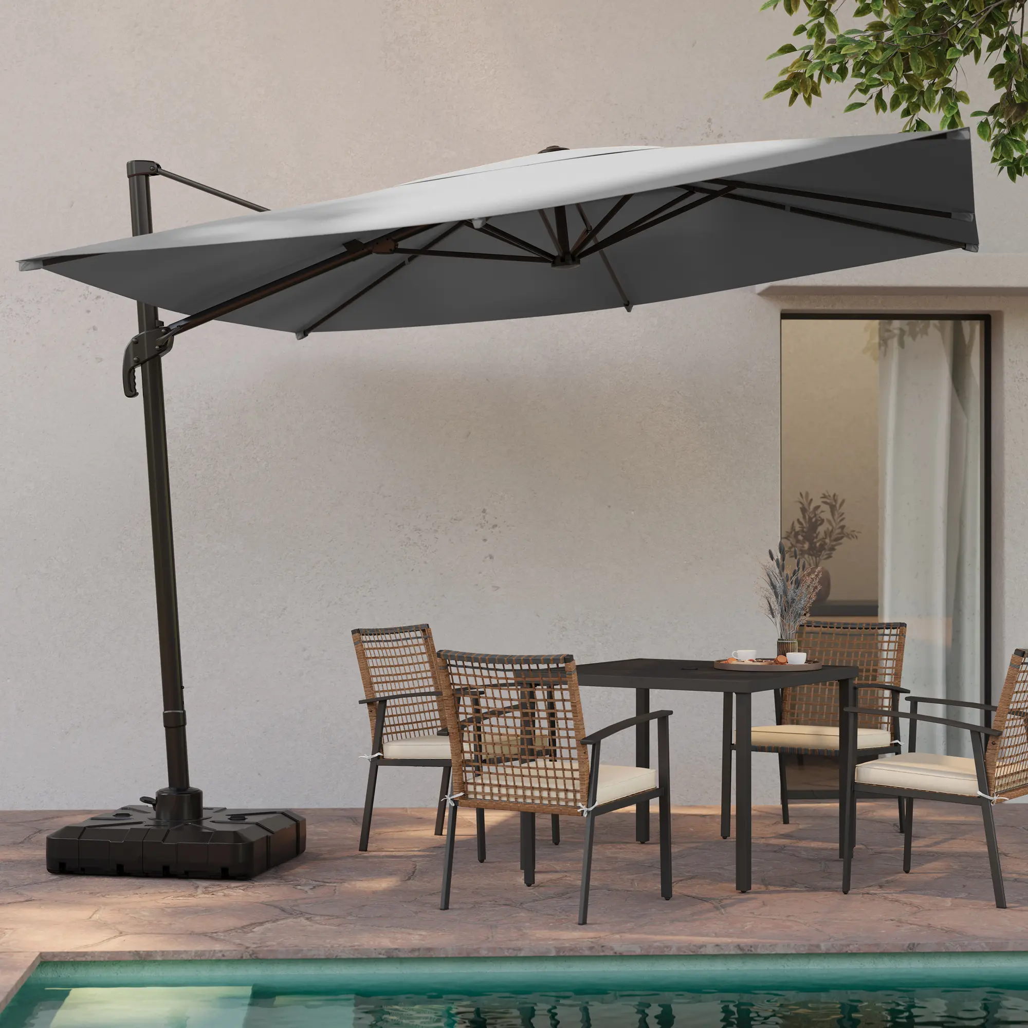 4-6 foot patio umbrellas GRANDPATIO Outdoor JENA 6x4 ft Rectangular Flat Patio Market Umbrella