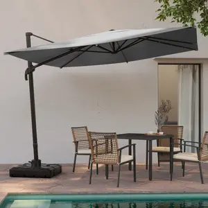 LAUSAINT HOME 9 FT Square Offset Patio Umbrella - Aluminum Cantilever Outdoor Umbrella with 360° Rotation, Aluminum Ribs, Cross Base, Pre-Assembled, UV-Proof for Backyard, Pool