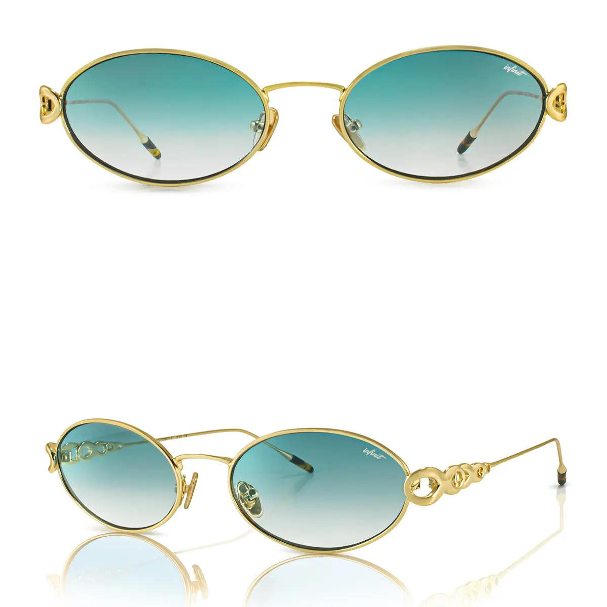 Infinit Namib Oval Sunglasses, Gold + Teal