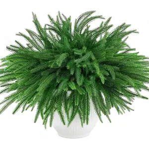 Christmas Norfolk Pine Branches 18inch Artificial Green Pine Stem Real Faux Cedar Pine Stem Lifelike Greenery Pines Picks Sprays for Vases DIY Flower Xmas Wreath Craft Home