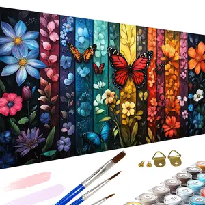 Paint By Numbers Kit for Adults Beginners - 27.6x15.8in/70x40cm Color Canvas, Easy DIY Flowers and Butterflies Acrylic Painting Set, Paint Brush Set - Home Decor, Creative Gift for Birthday, Mother's Day and Christmas, Without Frame