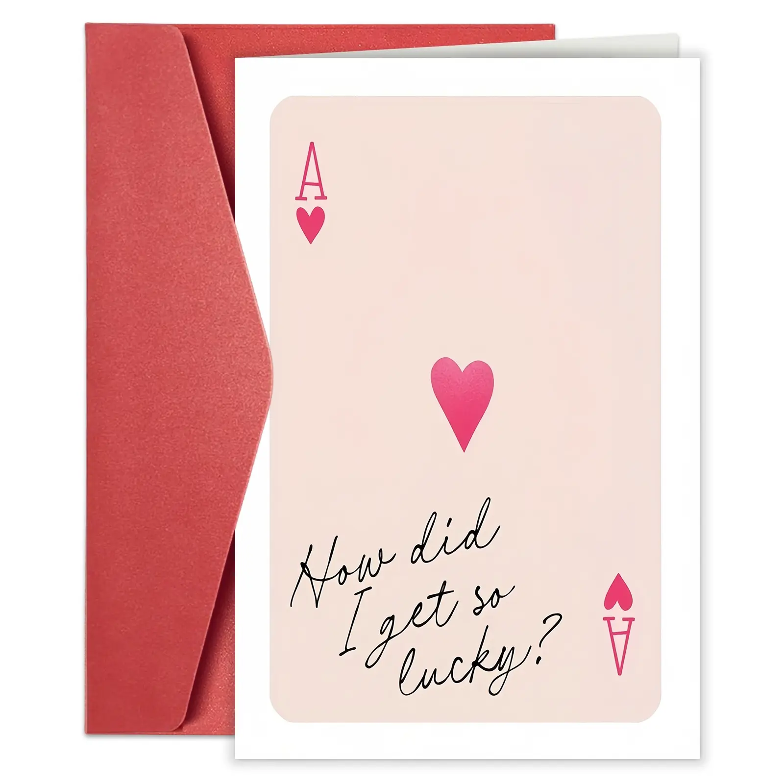 Valentine's and Wedding Anniversary Card, Custom Message Card with Heart Envelope, Fun Lucky Gift Idea for Women, Men and Couples, Positive Message Card