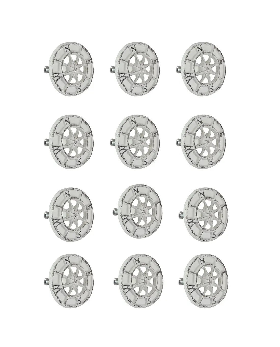 Set of 12 Cast Iron Nautical Compass Rose Cabinet Hardware Knobs Drawer Pulls