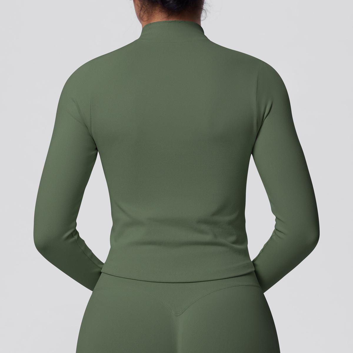 Women's Ribbed Cropped Yoga Jacket, Breathable Long Sleeve Zip-Up Compression Activewear with Thumb Holes for Gym & Running, Plus Size, Female, Large, Normal Type, Thumbhole Cuff, Tight, Slim-Fitting, Stretchable, Thumbholes, Slim Fit, Stretch Fabric