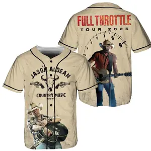 Full Throttle Tour 2025 Baseball Jersey, Jason Aldean Concert 2025, Country Rock Fan Jersey Shirt