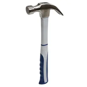 212 MAIN 16oz Claw Hammer with Fiberglass Handle and 2-Material Shock-Absorb Grip, Nail Removal Tool, DIY Hand Tool for Mechanics
