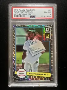 Panini Donruss 2016 Rickey Henderson 1982-Holometric NM-MT 8 Baseball Card #47 PSA 101825845