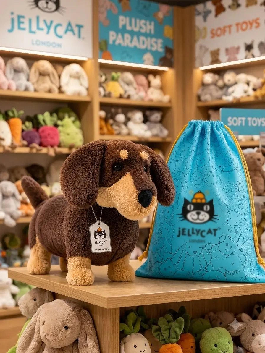Authentic Jellycat Otto Sausage Dog Plush Toy | Ships from USA | Official Jellycat Gift Bag Included