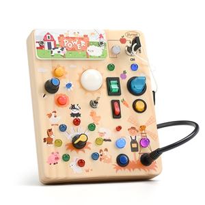 Joyreal Montessori Sensory Busy Board, Square-Shaped Wooden Busy Board with LED Light Up Switches,  Portable Learning Kids Toys,Christmas Gifts Ideas， #SummerVibes