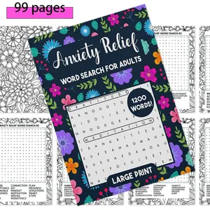 Adult Word Search Treasury Composition Notebook - 99 Pages of Large-Print Puzzles with 1200 Words & Answers for Anxiety Relief, Focused Relaxation & Completion Logging