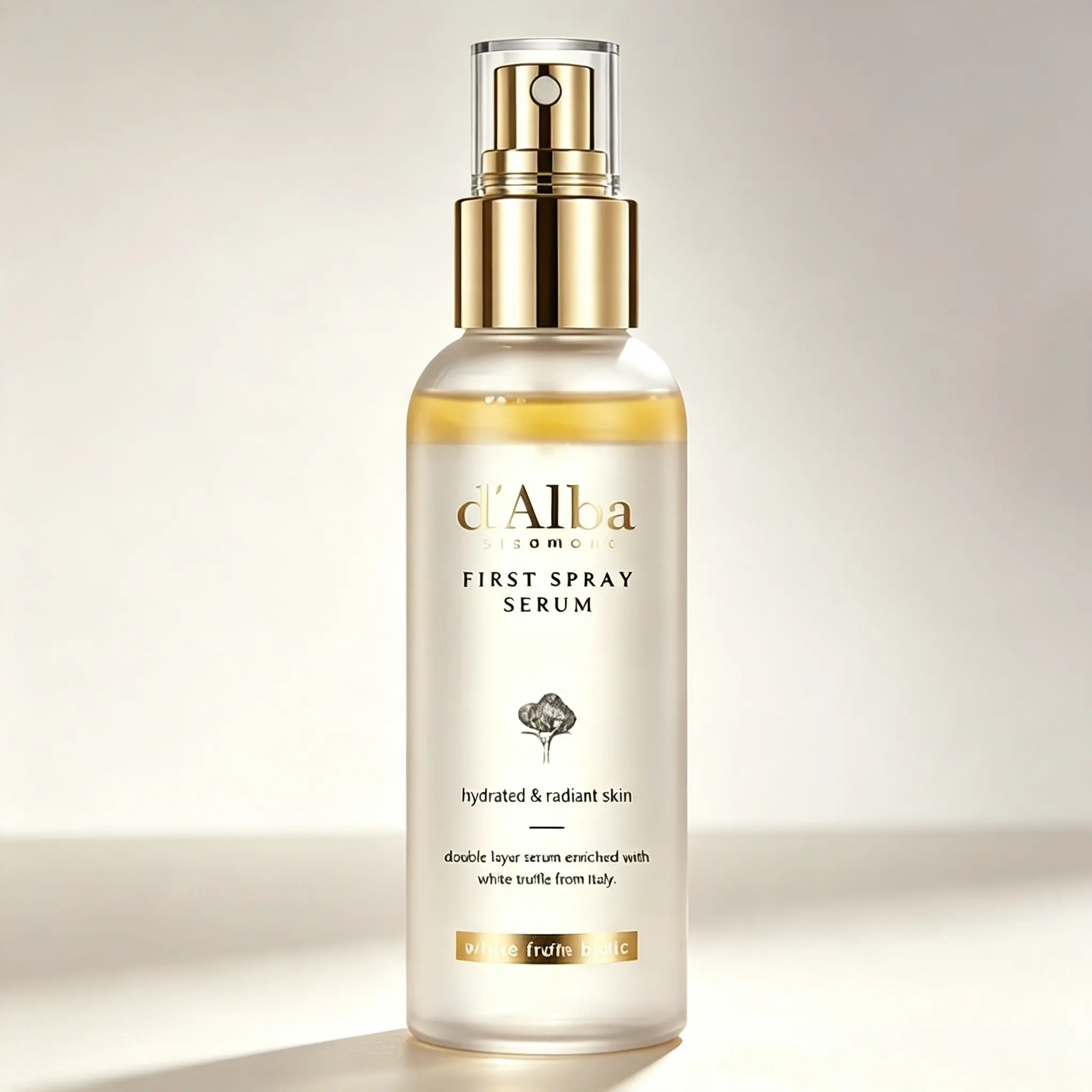d'Alba Vegan White Truffle Serum Spray, Light Glow Hydrating Facial Mist for Quick Skin Brightening & Makeup Refresh