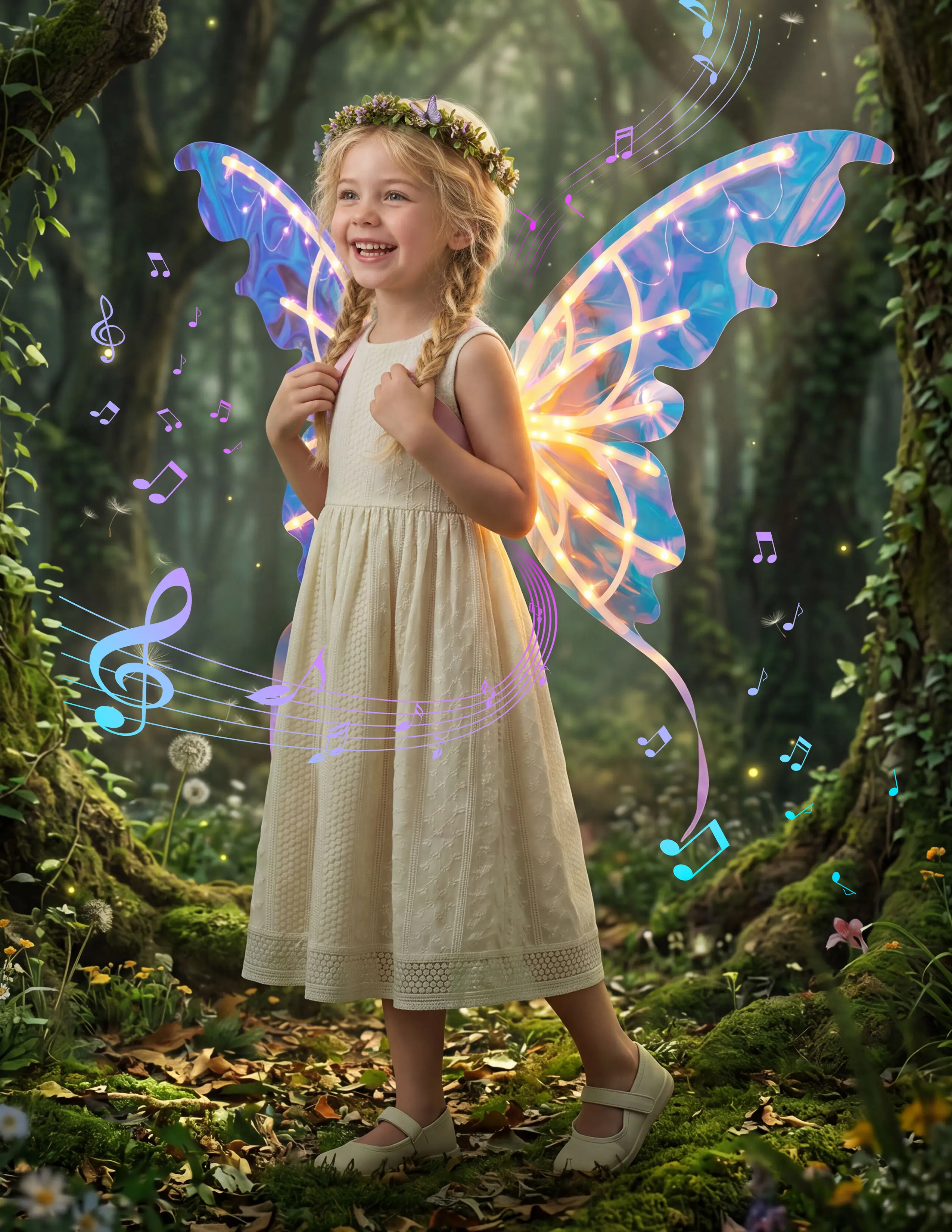 Kid Girl Light-up Butterfly Wings-onesie