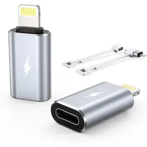 Female USB C to Male Lightning Adapter 2 Pack 2.2A  Data Transfer, Compatible with  14, 13, 12, 11 Xs iPad iPod AirPods, Not for Audio Headphones/OTG Firewire Anti-Lost, Grey