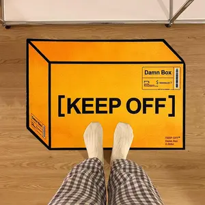 Keep Off Letter Pattern Box Shaped Carpet, 1 Count Creative Trendy Soft Comfortable Area Rug, Decorative Carpet for Home Living Room Bedroom Study Room, Boho Area Rugs, Super Soft Rug