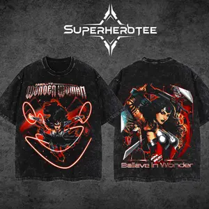 [ superhero tee ] Retro 90s Rogue Inspired Wonder Woman Symbol Graphic T-Shirt – Mutant Superhero Vintage Washed Cotton Tee, Unisex Streetwear Shirt, Gift for Fan, Gift for Him