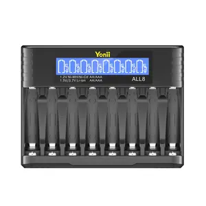 AA and AAA battery chargers with 8-slot fast charging and independent charging Type-C interface with overcharge protection Battery Charger Station