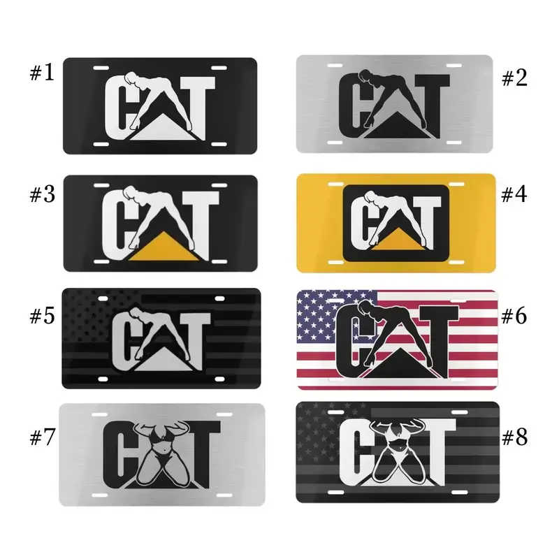 Vintage Pinup Designs Aluminum License Plate - Bold Yellow and Black Collection, Vehicle Accessories for Construction Worker Fans