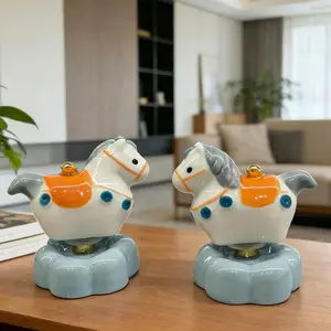 Ceramic Spinning Pony Animal Decorative Figurines "Horse with Money", Viral Desktop Decor, Horse Year New Year Gift