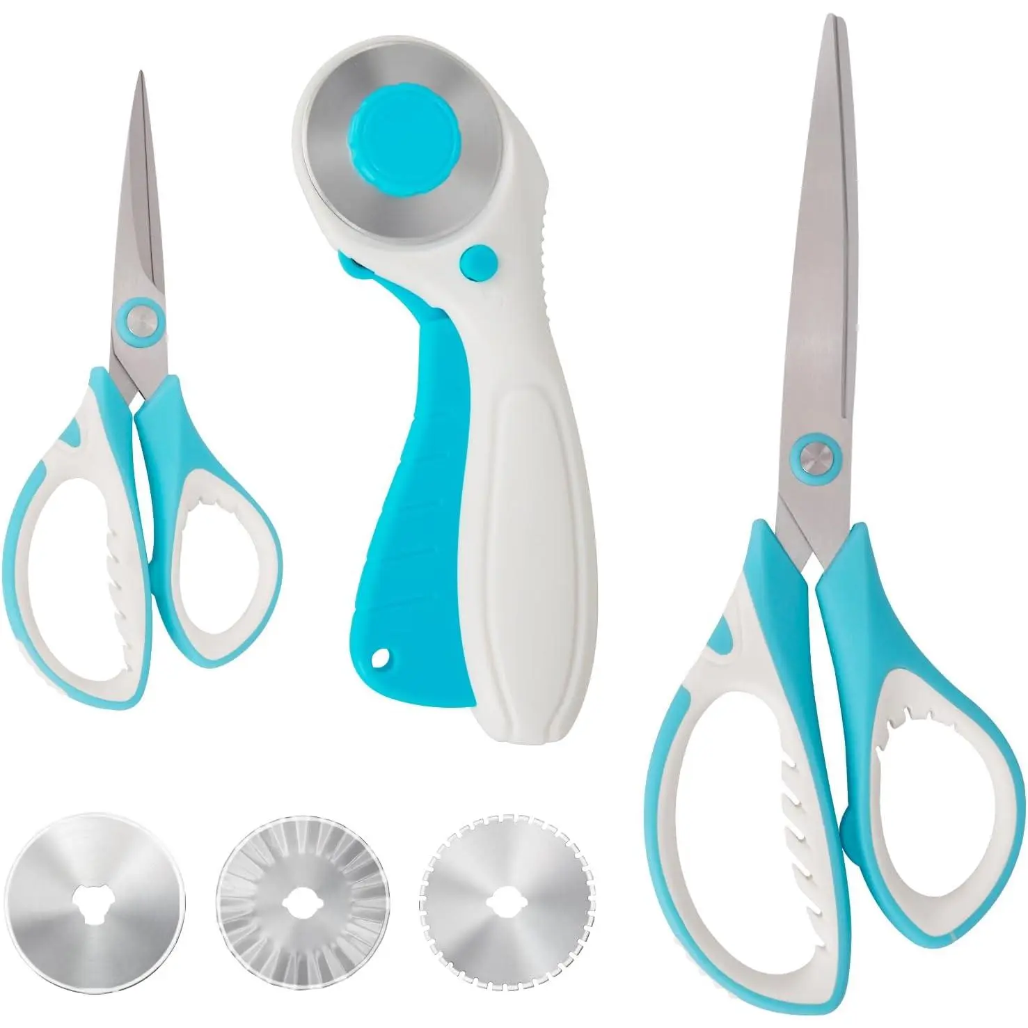 Professional Sewing Scissors Set: Big and Small Scissors, Rotary Cutter with 3pcs Extra Blades for Cutting Fabric