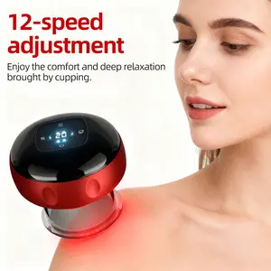 Electric cupping massager, smart massage cup, red light heating suction therapy/muscle relief, with adjustable heating modes, for comfortable massage, portable rechargeable massage tool, for body care, vacuum electronic cupping massage device.