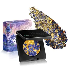 Delanci Blue + Gold + Blue Purple Dreamland Duo Chrome Eyeshadow Palette Highly Pigmented Shades for Creative, Playable Makeup - Bold, Eye-Catching Looks for Makeup Enthusiasts Powder Cosmetic