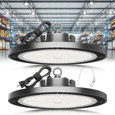 thumbnail image 2 of 2-Pack 300W UFO LED High Bay Lights - Industrial Factory Lighting Fixture, IP65, 50,000 Hour Life 2 of 6