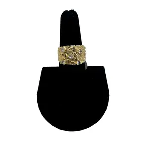 Gold Nugget CZ Stone Ring - 18k Gold Filled