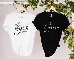 [Graphic T-Shirt] 100% Cotton Bride and Groom Matching Shirt Est 2026 Wedding Couple Graphic Tee Newlywed Gift His and Hers Unisex T-Shirt