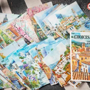 Travel Scene Sticker, 10 Sheets/bag PET Material Self Adhesive Artistic Decorative Sticker, DIY Decals for Scrapbooking, Journaling, Gift Wrapping