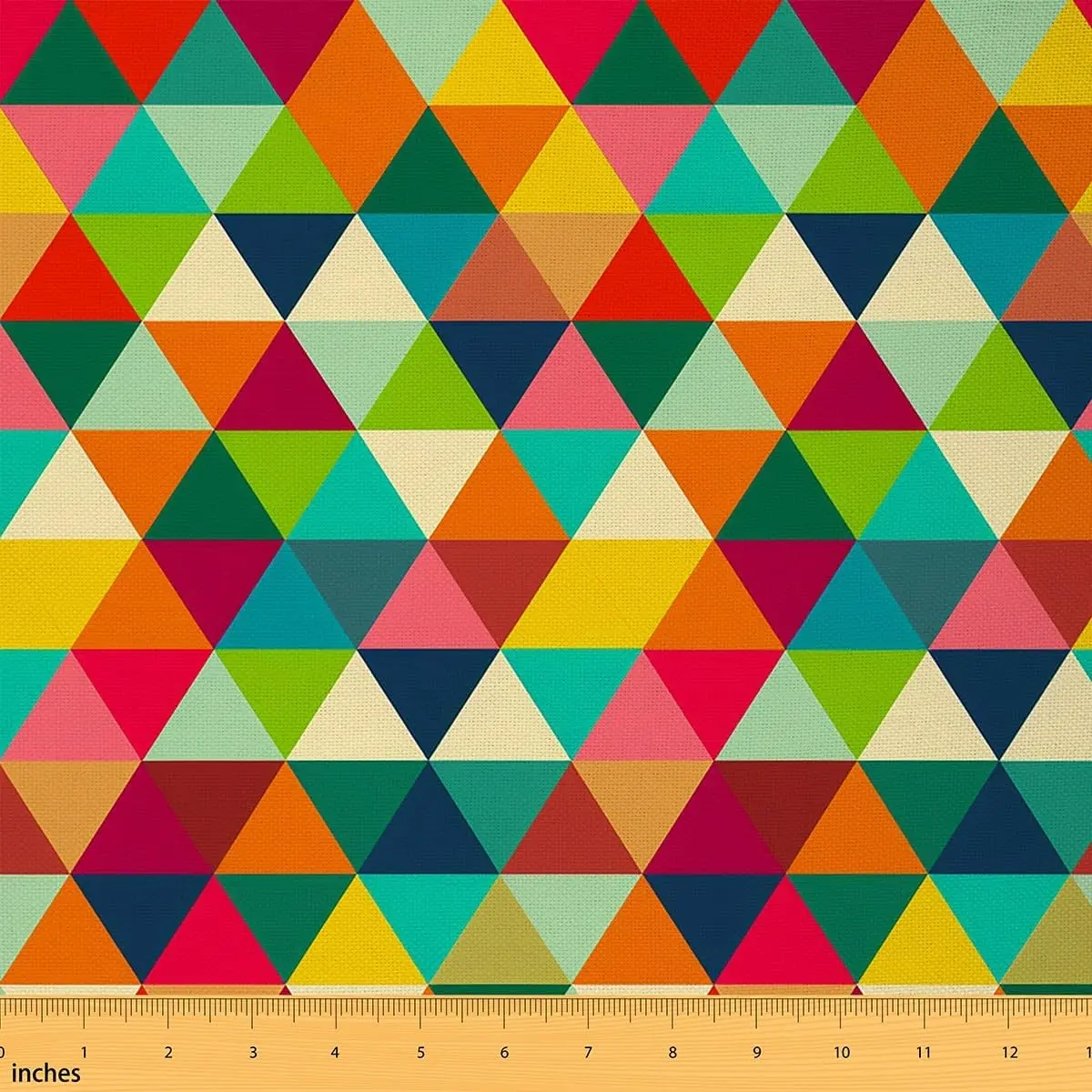 Feelyou Medium Weight Woven Upholstery Fabric, 36" x 58" (1yd) Fashionable Geometric Checkered Design Fabric with Colorful Abstract Triangle-Stripe Vintage Pattern, Ideal for Upholstery & Home DIY Projects