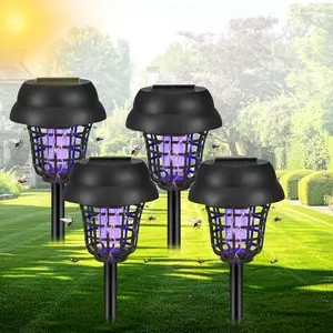 4 Pack 2025 Solar Bug Zapper Mosquito Repellent Outdoor Patio, Mosquito Zapper Used to Kill Gnat Small Flying Insect,Mosquito Trap for Yard Garden Farm,Waterproof Bug Lights for Outside