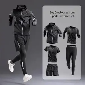 New Men's Sportswear Set 1-5Pcs All-Season Running Cycling Fitness Quick Drying Clothing Jogging Training Track Suit Sporty Style(Sheets)