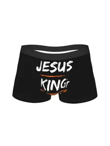 1 piece Best Christmas Gift JESUS IS KING Underpants Homme Panties Male Underwear Sexy Shorts Boxer Briefs