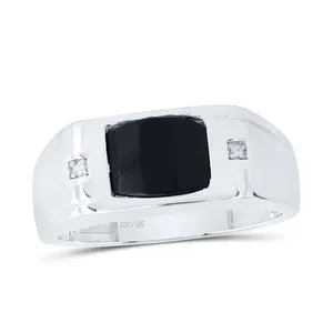 Gent's 10 Karat Fashion Ring Size 10 one Various Shapes Onyx 2=0.01tw