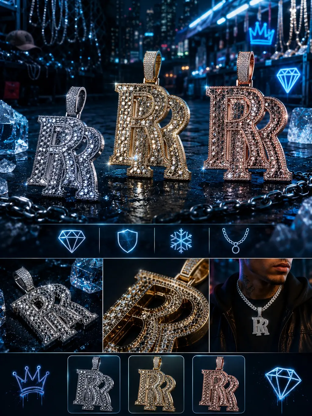 8132  Retro Double Letter Hip Hop Pendant Accessory Trendy Street Layering Ornament Daily Outfit Matching Decor summerwins