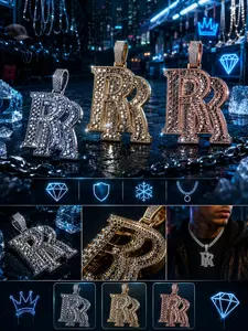 8132  Retro Double Letter Hip Hop Pendant Accessory Trendy Street Layering Ornament Daily Outfit Matching Decor summerwins
