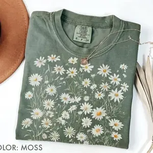 Comfort Colors Daisy Flower T-shirt, Wildflowers Tshirt, Cottagecore Floral Tee, Botanical T-shirt, Nature Aesthetic Tee, April Birth Flower Gift