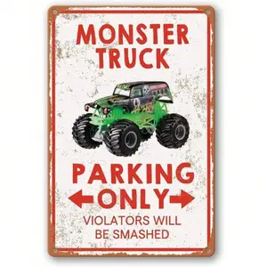 Monster Jam Truck Aluminum Sign Vintage Aluminum Poster Artistic for Boys Room Wall Decor Birthday Party Gift for Kids Teens Men Garage Decoration