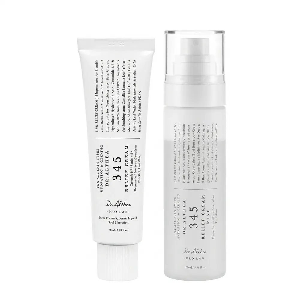 Dr.Althea 345 Relief Cream & Mist Duo - Soothing Cream for Deep Hydration and Moisture Balance, Dual-Layer Cream Mist to Lock In Moisture, Daily Skincare