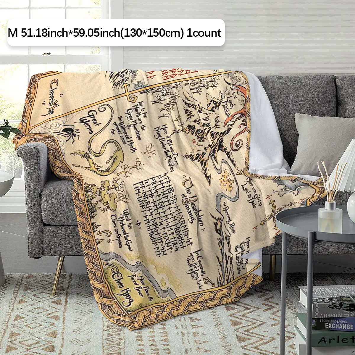 Hobbit Thror's Map, Exclusive Lotr Fan Gift, Ringworn Hanging Rug, All ...