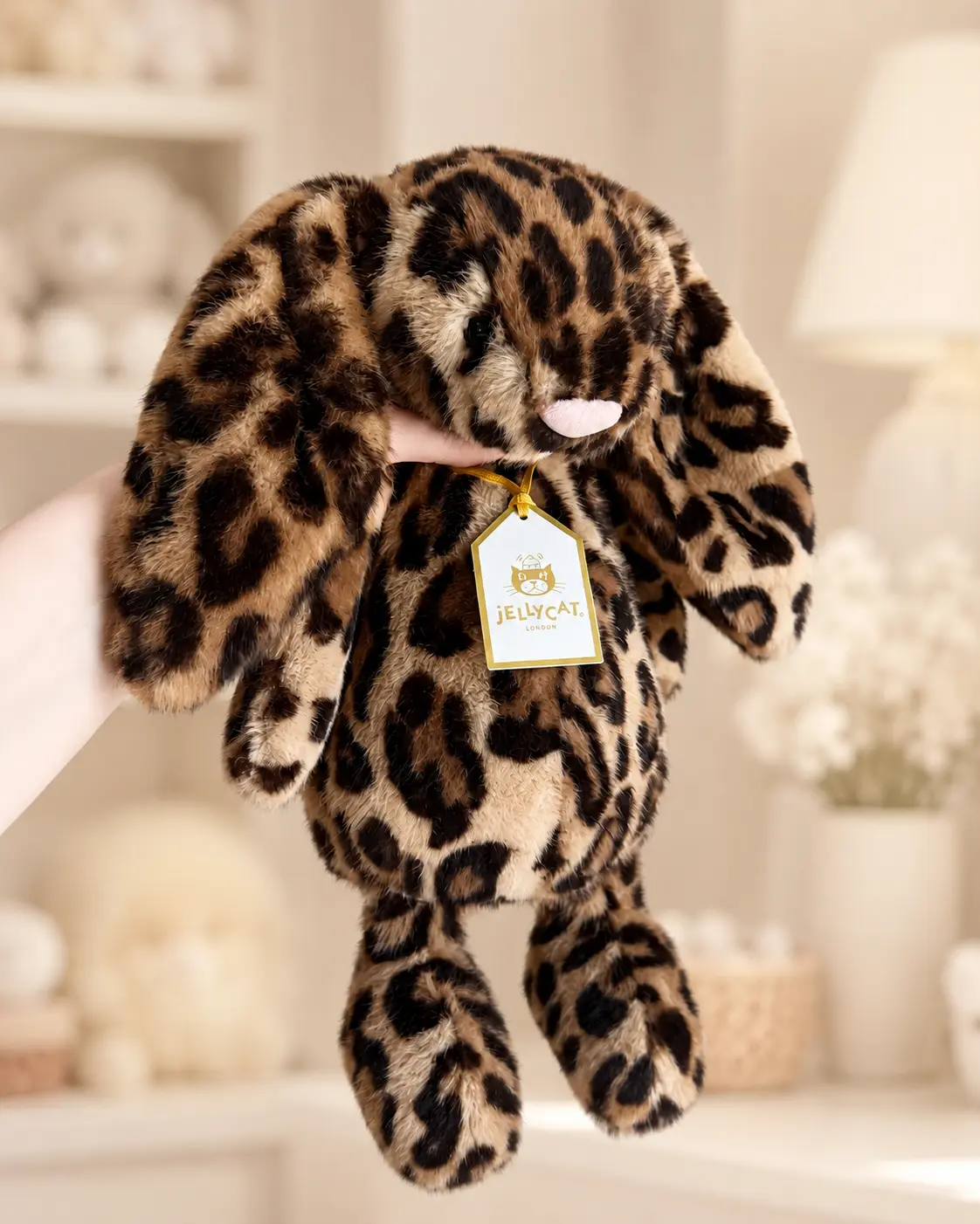 Jellycat Cobblehop Bunny Ruby Leopard Plush with Official Jellycat Storage Bag & Free Surprise Gift, Soft Spotted Rabbit Stuffed Animal with Floppy Ears, Cute Collectible Birthday Gift for Kids & Adults