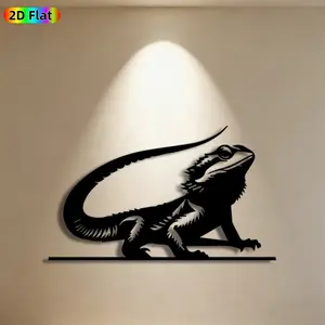1pc Bearded Dragon Metal Wall Art Bearded Dragon Statue Mural, Ideal Gift for New Year, Easter, Weather-Resistant Metal Wall Decor Wall Sculptures, Perfect for Garden Wall & Patio Fence Reptile Enthusiasts