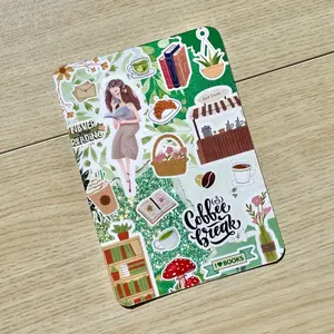 Green Coffee Café Book Kindle Insert | Girly Aesthetic Kindle Sleeve Decor | Bookish Gift for Her | Cozy Reader Accessory | Cottagecore