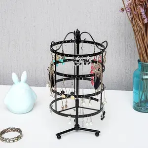 Earring Holder Organizer,360 Rotating Earring Organizer,Jewerly Organizator 4 Tiers 144 Holes Earring Display Stands for Selling,Metal Jewlery Holder Rack Tree Decorative Pedestal Room Decoration