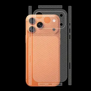 Separate Full Coverage Back Film + Side Sticker for iPhone 17 Pro Max/17pro Carbon Fiber, Transparent Sparkle Screen Protector