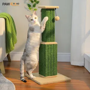 32" Large Cat Scratching Post for Indoor Cats, Ultimate Scratch Post with Woven Sisal, Dangling Ball, Tall Cat Scratcher