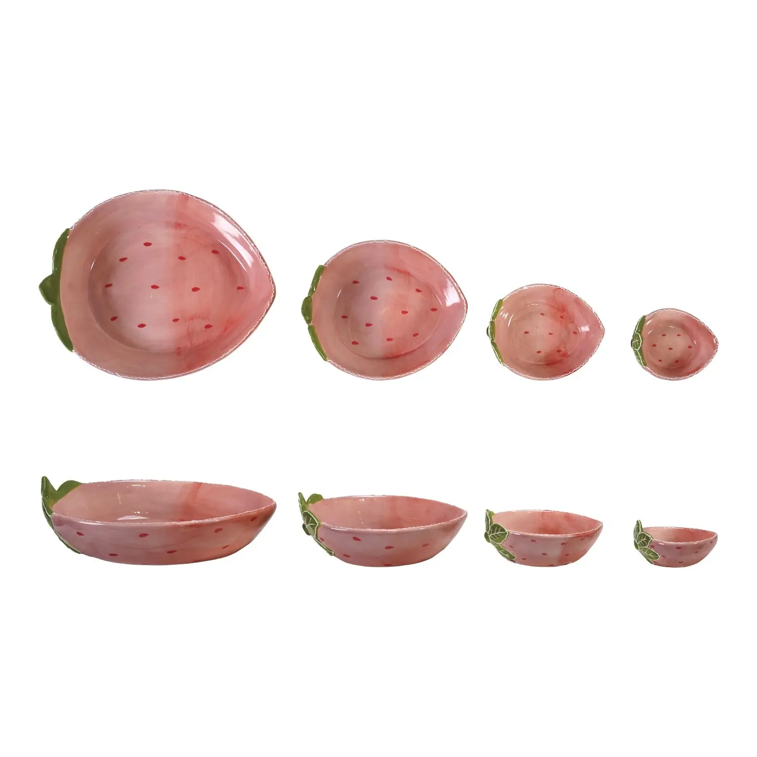 Hand-Painted Stoneware Strawberry Shaped Nesting Bowls | Set of 4