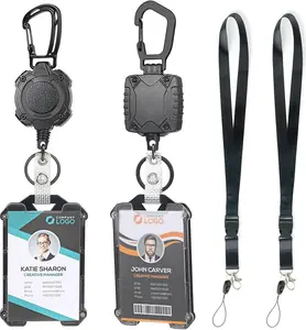 Badge Holder Retractable Clip Heavy Duty Badge Reel Retractable Keychain ID Badge Holder with Breakaway Lanyard ID Card Holder Cool Tactical Keychains